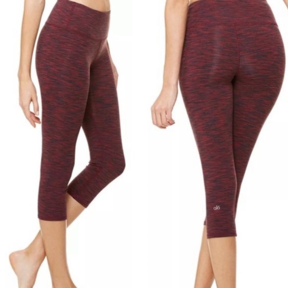 Alo Yoga Airbrush Crop Leggings Garnet Space Dye S - Picture 2 of 8